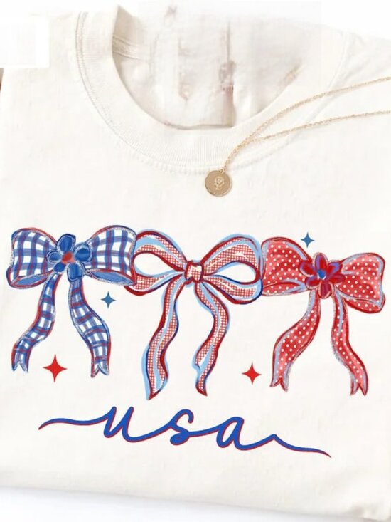 Tops - Graphic Bow USA 250th Shirt, 4th Of July Shirt Gift